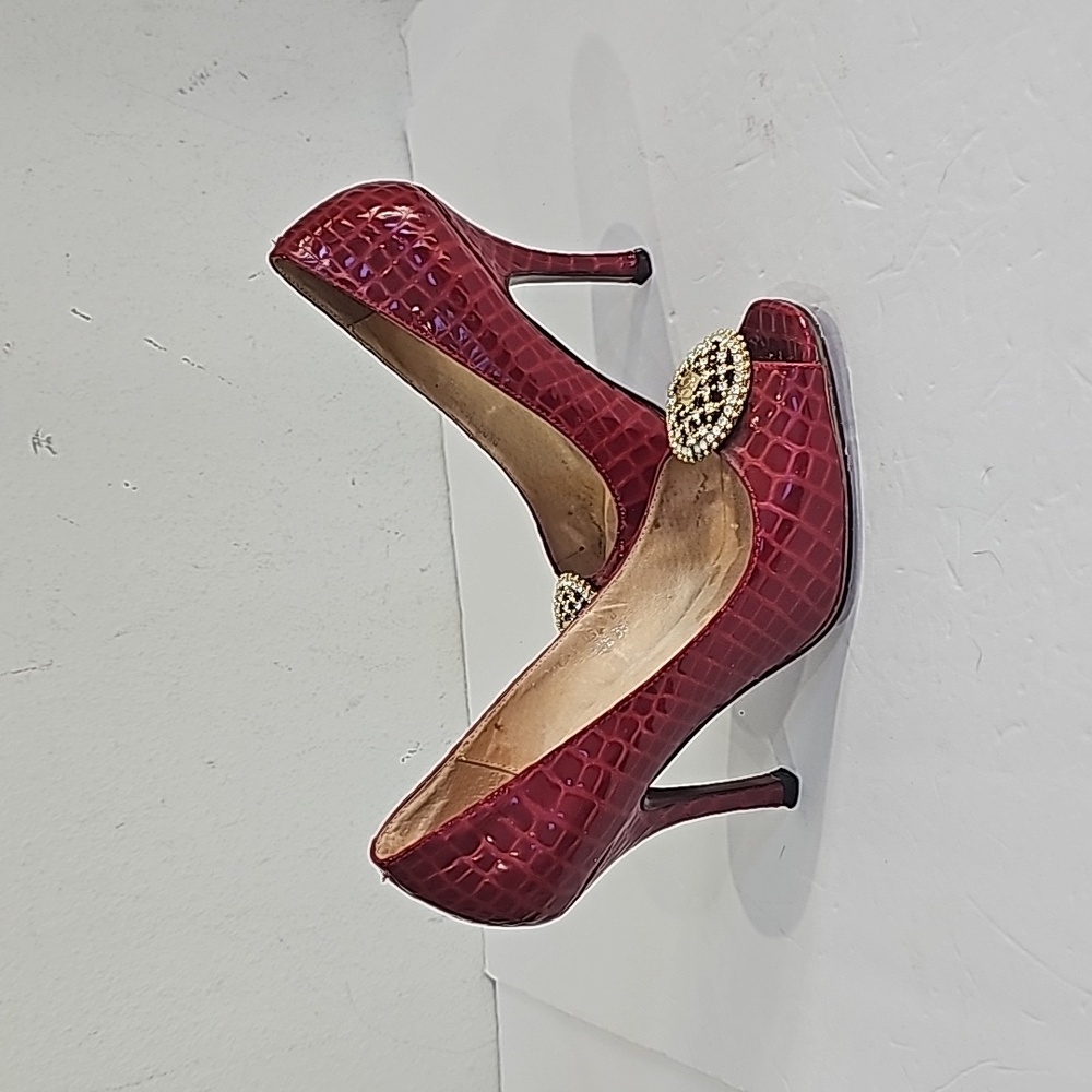 Diana Kelly Designer Crocodile leather Heels Red Size 8